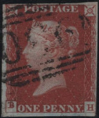 140938 1845 1D PL.62 (SG8)(BH) GOOD USED, MISSING IMPRIMATUR LETTERING.