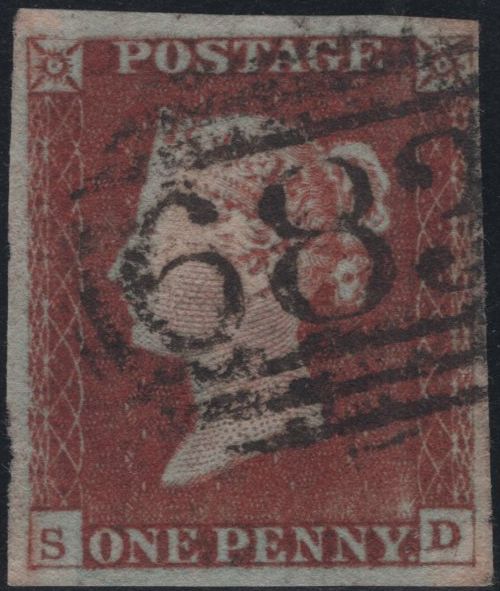 140942 1845 1D PL.62 (SG8)(SD) GOOD TO FINE USED.