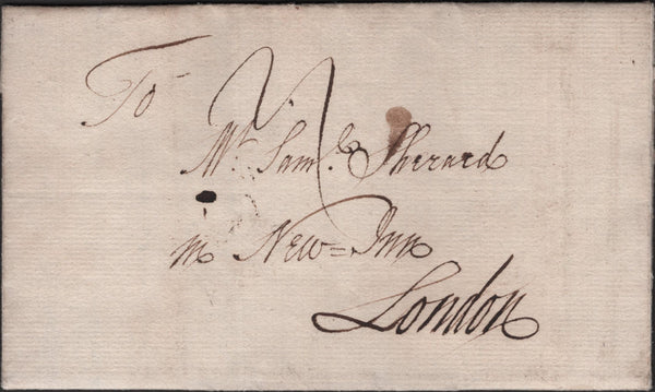 140952 1766 MAIL BRISTOL TO LONDON WITH 'B/RIS/TOL' TYPE C HAND STAMP.