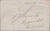 140961 1833 MAIL ASHBOURN, DERBYS TO CHESTERFIELD WITH 'TOO LATE' HAND STAMP OF ASHBOURN IN RED (DY33).