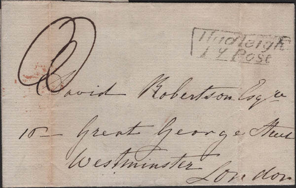 140978 1831 MAIL HADLEIGH, SUFFOLK TO LONDON WITH 'Hadleigh/Py Post' HAND STAMP (SK159).