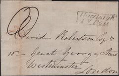 140978 1831 MAIL HADLEIGH, SUFFOLK TO LONDON WITH 'Hadleigh/Py Post' HAND STAMP (SK159).