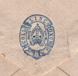 140992 CIRCA 1877 ENVELOPE FROM LINCOLN COLLEGE, OXFORD TO CORPUS CHRISTI COLLEGE WITH LINCOLN COLLEGE 1D DEEP BLUE COLLEGE STAMP (CS11).