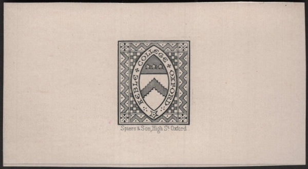 140995 1893 PROFESSOR NAPIER DIE PROOF OF KEBLE COLLEGE ½D COLLEGE STAMP (CS9).