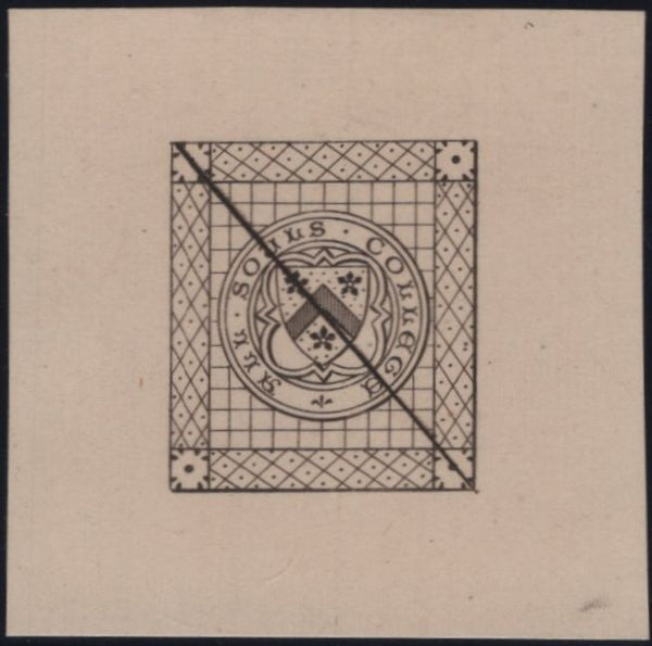 141006 1873 ½D MAGENTA KEBLE COLLEGE, OXFORD COLLEGE STAMP (CS6) GOOD USED WITH 'PIPS'.