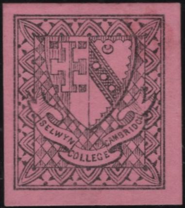 141007 1882 ½D BLACK ON MAGENTA SELWYN COLLEGE, CAMBRIDGE COLLEGE STAMP (CS18) GOOD UNUSED.
