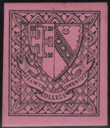 141009 1882 ½D BLACK ON MAGENTA SELWYN COLLEGE, CAMBRIDGE COLLEGE STAMP (CS18) VERY FINE UNUSED.