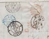 141025 1857 MAIL LONDON TO NANTES, FRANCE WITH 2D BLUE PL.6 (SG35) X 2.
