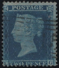 141032 1857 2D BLUE PL.6 (SG35)(LG WITH CONSTANT VARIETY SPEC F7h) GOOD TO FINE USED.