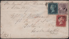 141035 1853 MAIL IRELAND TO BORDEAUX, FRANCE WITH 2D BLUE PL.4 (SG14) X 5.