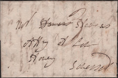 141040 1792? MAIL BRISTOL TO STOWEY, SOMERSET WITH 'BRISTOLL' SERPENTINE HAND STAMP WITH ERROR OF SPELLING (BS40).