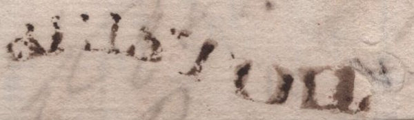 141040 1792? MAIL BRISTOL TO STOWEY, SOMERSET WITH 'BRISTOLL' SERPENTINE HAND STAMP WITH ERROR OF SPELLING (BS40).