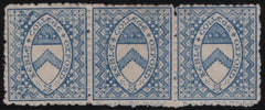 141046 1876 ½D ULTRAMARINE KEBLE COLLEGE, OXFORD COLLEGE STAMP (CS8) VERY FINE UNUSED STRIP OF THREE.