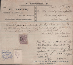 141052 CIRCA 1879-1910 THREE EXAMPLES OF THE 'PATEE FITCHEE' CANCELLATION AS USED AT HERTFORD COLLEGE, OXFORD.