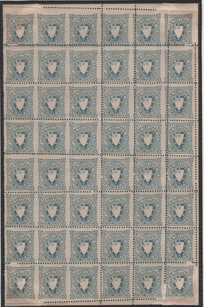 141053 1884 ½D GREY-BLUE ST JOHN'S COLLEGE, OXFORD COLLEGE STAMP (CS17) COMPLETE UNUSED SHEET OF 48.