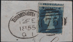 141058 1855 PIECE WITH 2D BLUE PL.4 (SG19) 'BIRMINGHAM/75' SPOON (RA2).