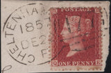 141071 1857 PIECE WITH DIE 2 1D (SG40) CANCELLED VERY RARE 'CHELTENHAM/177' SPOON (RA29).