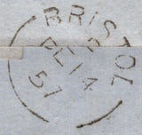 141072 1857 MAIL CHELTENHAM TO BRISTOL WITH DIE 2 1D (SG40) VERY RARE 'CHELTENHAM/177' SPOON CANCELLATION (RA29).