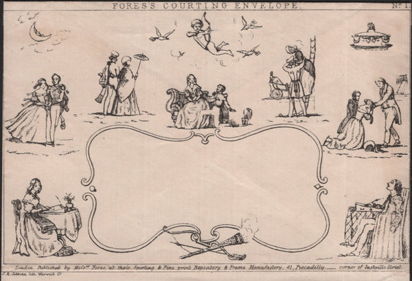 141091 1840 ORIGINAL 'FORES'S COURTING ENVELOPE No.1' SUPERB UNUSED.