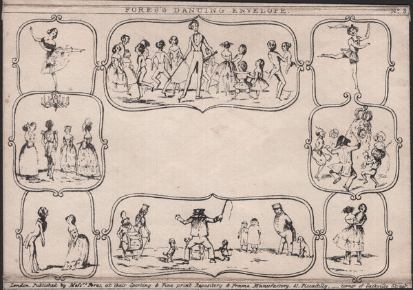 141092 1840 ORIGINAL 'FORES'S DANCING ENVELOPE No.3' SUPERB UNUSED.