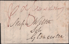 141102 1834 MAIL LEDBURY, HEREFORDSHIRE TO GLOUCESTER WITH MANUSCRIPT 'Paid at Ledbury'.