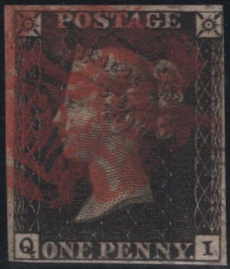 141106 1840 1D BLACK PL.7 (SG2) (QI MAJOR RE-ENTRY SPEC AS44a) GOOD TO FINE USED.