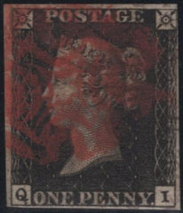 141106 1840 1D BLACK PL.7 (SG2) (QI MAJOR RE-ENTRY SPEC AS44a) GOOD TO FINE USED.