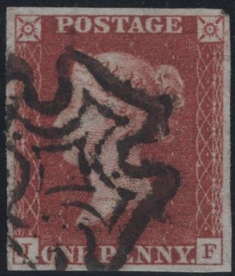 141110 1840-1841 MATCHED PAIR 1D BLACK PL.8 (SG2) AND 1D RED (SG7) LETTERED JF.