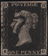 141112 1840-1841 MATCHED TRIO 1D BLACK PL.8 (SG2), ID RED STATE ONE (SG7) AND 1D RED STATE TWO (SPEC AS54)  LETTERED EG.