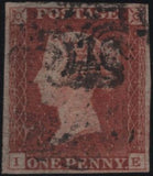 141113 1840-1841 MATCHED PAIR 1D BLACK PL.2 (SG2) AND 1D RED (SG7) LETTERED IE.