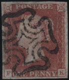 141115 1840-1841 MATCHED PAIR 1D BLACK PL.8 (SG2) AND 1D RED (SG7) LETTERED FK.