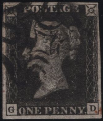 141116 1840-1841 MATCHED PAIR 1D BLACK PL.9 (SG2) AND 1D RED STATE TWO (SG7 SPEC AS65) LETTERED GD.