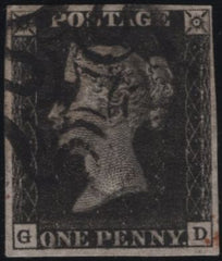 141116 1840-1841 MATCHED PAIR 1D BLACK PL.9 (SG2) AND 1D RED STATE TWO (SG7 SPEC AS65) LETTERED GD.