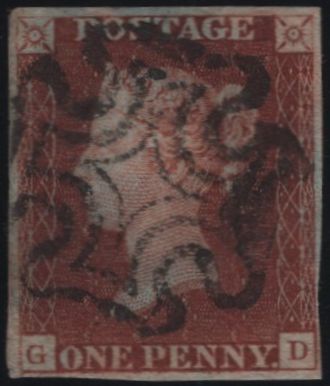 141116 1840-1841 MATCHED PAIR 1D BLACK PL.9 (SG2) AND 1D RED STATE TWO (SG7 SPEC AS65) LETTERED GD.