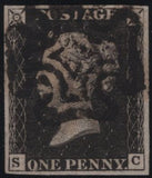 141117 1840-1841 MATCHED PAIR 1D BLACK PL.9 (SG2) AND 1D RED (SG7) LETTERED SC.