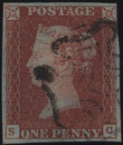 141117 1840-1841 MATCHED PAIR 1D BLACK PL.9 (SG2) AND 1D RED (SG7) LETTERED SC.