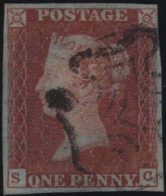 141117 1840-1841 MATCHED PAIR 1D BLACK PL.9 (SG2) AND 1D RED (SG7) LETTERED SC.