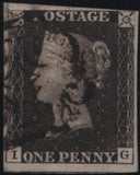 141118 1840-1841 MATCHED TRIO 1D BLACK PL.8 (SG2) X 2 WITH BLACK AND RED MALTESE CROSSES, ALSO 1D RED (SG7) ALL LETTERED IG.