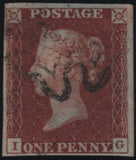 141118 1840-1841 MATCHED TRIO 1D BLACK PL.8 (SG2) X 2 WITH BLACK AND RED MALTESE CROSSES, ALSO 1D RED (SG7) ALL LETTERED IG.