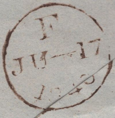 141119 1840 MAIL LONDON TO LEEDS WITH 1D BLACK PL.5 (SG2) USED 17th JUNE 1840, FIRST RECORDED DAY OF USE PLATE FIVE.