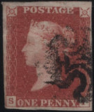 141121 1840-1841 MATCHED PAIR 1D BLACK PL.5 (SG2) AND 1D RED (SG7) LETTERED SI.