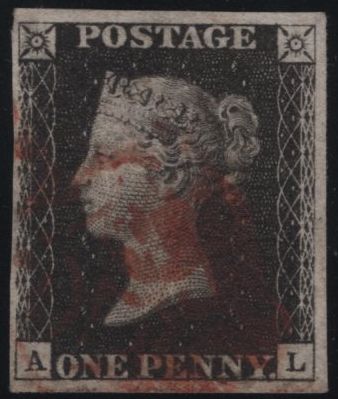 141124 1840-1841 MATCHED PAIR 1D BLACK PL.5 (SG2) AND 1D RED (SG7) LETTERED AL.