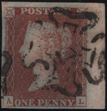 141124 1840-1841 MATCHED PAIR 1D BLACK PL.5 (SG2) AND 1D RED (SG7) LETTERED AL.