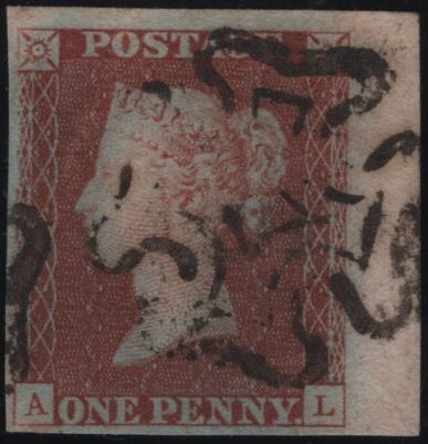 141124 1840-1841 MATCHED PAIR 1D BLACK PL.5 (SG2) AND 1D RED (SG7) LETTERED AL.