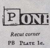141127 1840 MATCHED PAIR 1D BLACK PL.1A (SG2) AND 1D BLACK PL.1B (SG2) LETTERED PB, PL.1A SHOWING 'P SQUARE RE-CUT' (SPEC AS2b).