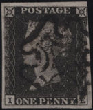 141130 1840 1D BLACK PL.1B (SG2)(IE CONSTANT VARIETY) FINE USED.