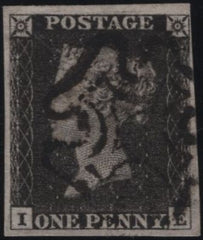 141130 1840 1D BLACK PL.1B (SG2)(IE CONSTANT VARIETY) FINE USED.