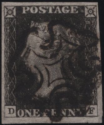 141132 1840 1D BLACK PL.1B (SG2)(DF CONSTANT VARIETY) VERY FINE USED.