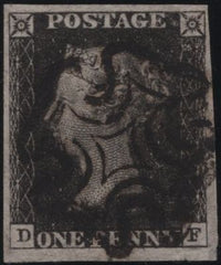 141132 1840 1D BLACK PL.1B (SG2)(DF CONSTANT VARIETY) VERY FINE USED.