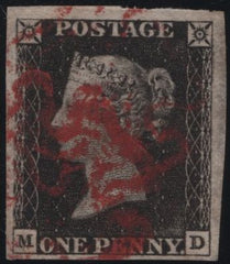 141134 1840 1D GREY-BLACK PL.1B (SG3)(MD) GOOD USED.